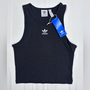 Adidas Originals Black Ribbed Cropped Tank Top Size Small NWT
